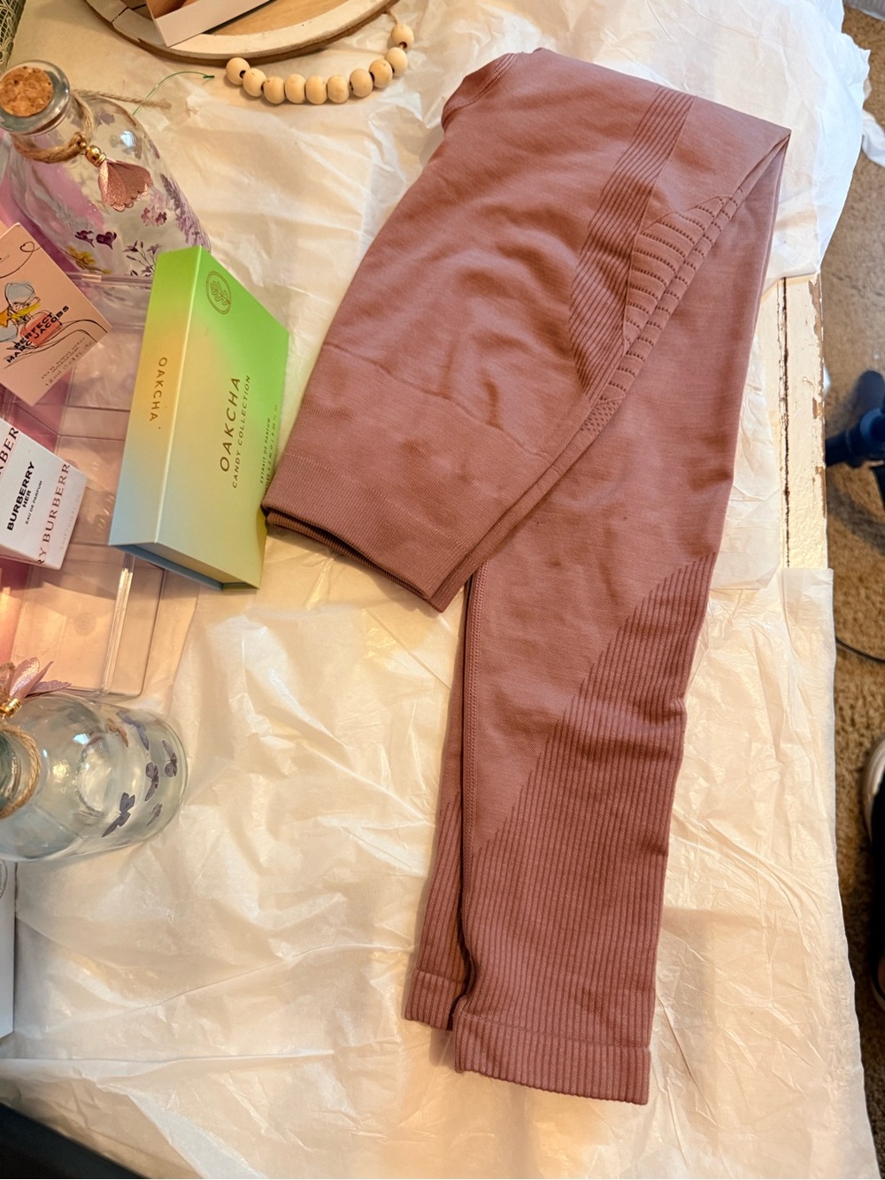 Alphalete Ribbed Leggings in Mauve Pink